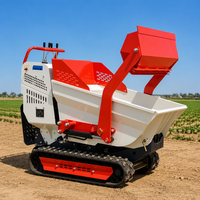 Nouveau modèle de mini-dumper auto-déchargeur de 500 kg, petit camion à chenilles basculant, chargeur frontal, moteur à essence PLC, pompe hydraulique