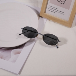 2026 Fashion Luxury Designer Rimless Titanium Oval Sunglasses Small <b>Frame</b> Sun Glasses Multi- Color Sunshades Unisex - Product Image 3