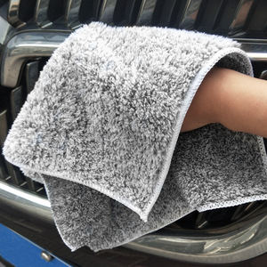 Serviette de lavage de voiture en microfibre au charbon de bambou Friend Car Washing Supplies, 35x35cm, grise, pour le lustrage et le nettoyage - Product Image 2