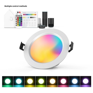 Smart Wifi RGB 9W LED Recessed Cylinder Ceiling Downlight 3.5Inches Pendant Spot Down <b>Light</b> with Remote/Voice/APP <b>Control</b> - Product Image 3
