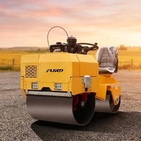 Rouleau compresseur hydraulique à double tambour FURD FYL-855 haute efficacité 700 kg, moteur 5,4 CV/9 CV pour la pose d'asphalte sur route