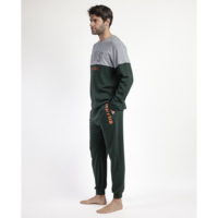 LOIS Homme Pyjama à manches longues, ensemble décontracté de nuit avec pièces Den1962, en satin de soie et coton, grandes tailles, manches courtes