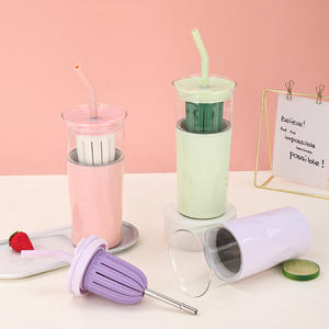 Tasse thermos Youka à double usage Paille de séparation du thé sous vide à double couche en acier inoxydable 304 Portable pour voyage tasse à café en plein air - Product Image 1