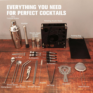 <span class=keywords><strong>Kit</strong></span> de <span class=keywords><strong>Barman</strong></span> Complet pour Cocktails avec Support Rotatif en Acrylique, Outils de Mixologie Professionnels pour Bar, Ensemble de Bar pour la Maison et la Préparation de Boissons - Product Image 2