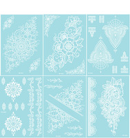 Pochoirs de Tatouage Temporaire au Henné OEM pour Peinture Corporelle Lumineuse, Autocollants de Tatouage Autoadhésifs