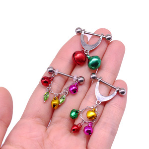 Anneaux de <span class=keywords><strong>téton</strong></span> de Noël en acier inoxydable avec clochettes pendantes, bijoux de <span class=keywords><strong>piercing</strong></span> festifs pour femmes, pour les fêtes - Product Image 5