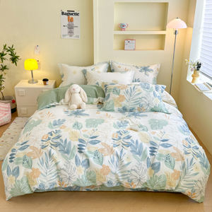 ホームテキスタイル100% コットンプリントベッドシーツセットクイーンキングサイズカスタマイズ羽毛布団カバー寝具セット - Product Image 1