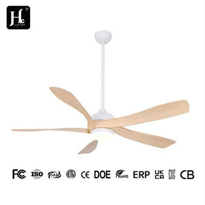 Ventilateur de plafond LED moderne de 52 pouces avec pales en bois à 6 vitesses et télécommande, 3 pales, moteur CC, profil bas pour salon - Product Image 4