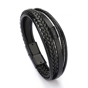 สร้อยข้อมือผู้ชายหลายชั้นแบบถักมือสไตล์คลาสสิก - Product Image 2