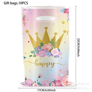 ถุงของขวัญปราสาทเจ้าหญิง ถุงพลาสติกสำหรับงานวันเกิด 10 ชิ้น สไตล์สวยงามสองด้าน - Product Image 5