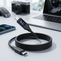 Câble de charge rapide Type-C en silicone 60W avec affichage numérique pour téléphone IOS, appareil photo, ordinateur, écouteurs, voiture