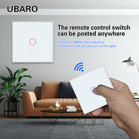 Interrupteur à télécommande transfrontalier de type 86, panneau tactile sans fil RF intelligent en verre trempé avec rétroéclairage LED, auto-adhésif