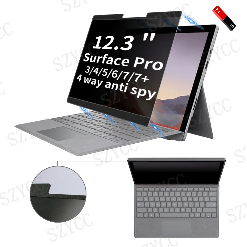 Notebook Privacy Displays chutz folie Laptop Touchscreen 4-Wege-Magnetfilter für Microsoft Surface Pro 4/5/6/7