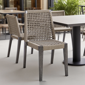 आधुनिक आउटडोर एल्यूमीनियम पक्ष की कुर्सियों पानी-प्रूफ गार्डन रस्सी रतन वेवे रेस्तरां फर्नीचर के लिए टेबल - Product Image 1