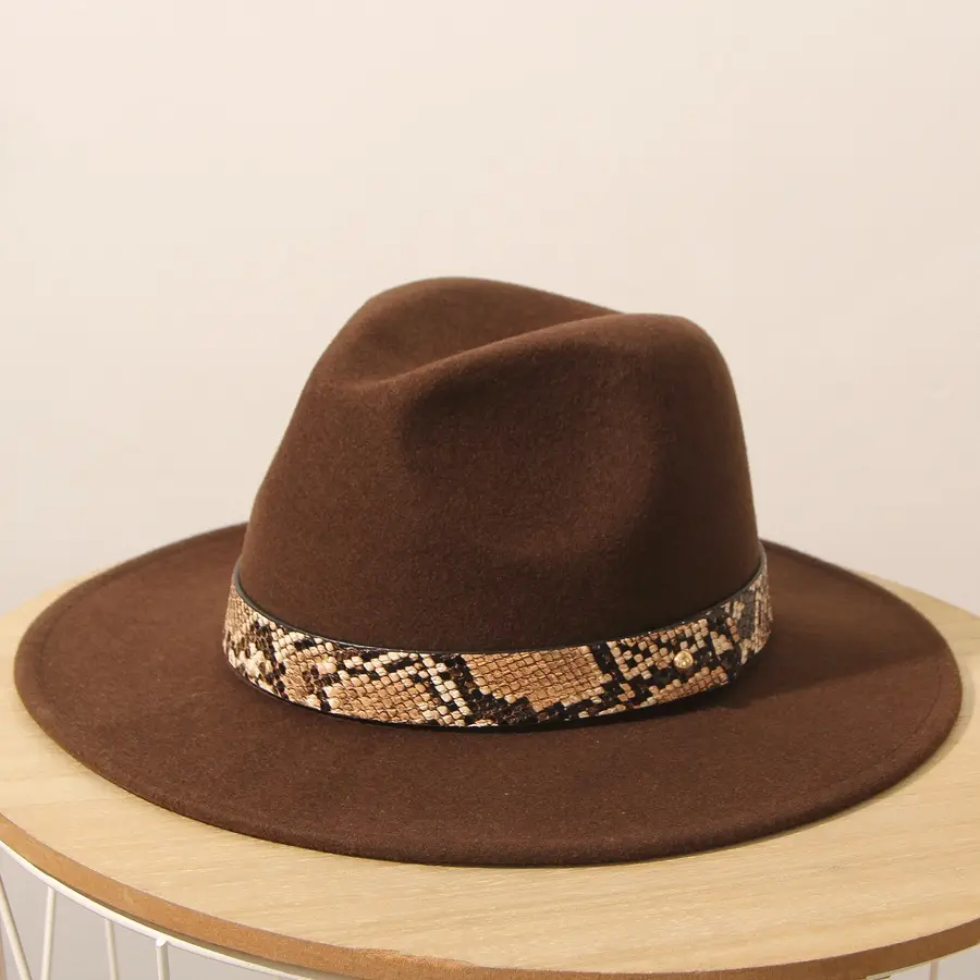 Wholesale Custom New Wide Brim Sunscreen Fashion Wool Felt Fedora Cowboy Hat Cap
