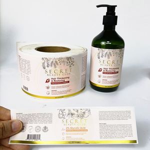 สติกเกอร์ติดขวดเครื่องสำอางใส พิมพ์ลายโลโก้ด้วยฟอยล์ทองแบบปั๊มร้อน - Product Image 3