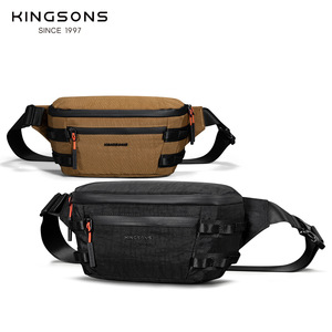 Kingsons Men's <b>Chest</b> Bag Nylon Water Repellent Multi Layer <b>Storage</b> Crossbody Bag For Leisure Travel Unisex - Product Image 1