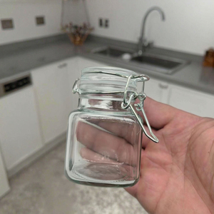 BZY - <span class=keywords><strong>Precio</strong></span> más económico - Mini frasco <span class=keywords><strong>de</strong></span> vidrio cuadrado hermético <span class=keywords><strong>de</strong></span> 100 ml con tapa <span class=keywords><strong>de</strong></span> clip giratoria y serigrafía para almacenamiento <span class=keywords><strong>de</strong></span> alimentos, Jiangsu - Product Image 6