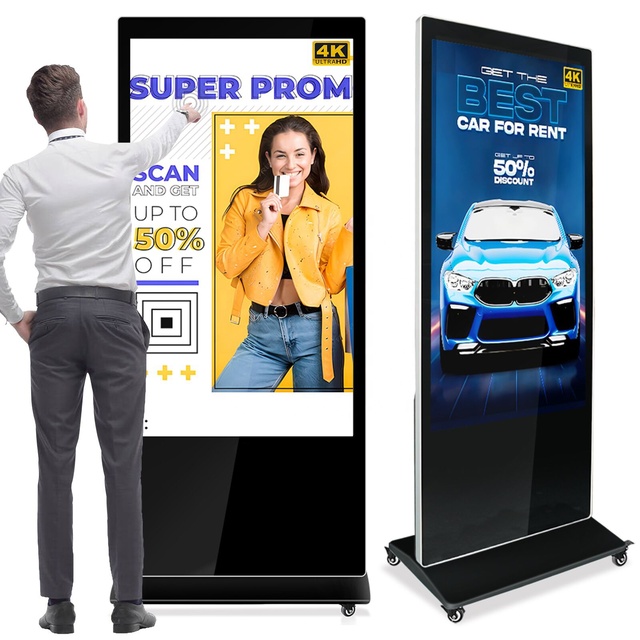 Popular 43 55 Inch Vertical Advertising Player 4K UHD Wifi Interactive Touch Screen Panel Digital Signage Totem