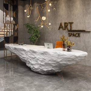 Lusso unico I a forma di scrivania in vetroresina Logo cassiere ristoranti Hotel Front <span class=keywords><strong>Desk</strong></span> salone scrivania da ufficio moderno per la vendita - Product Image 4