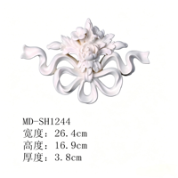 Ornement en polyuréthane à motif floral de rose avec ruban, style européen français, applique sculptée moderne, résistant à l'humidité et à la décomposition