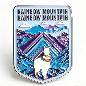 Rainbow Mountain Metal Pin Hard Enamel Zinc Alloy Rectangle Souvenir Animal Theme Travel Gift - Product Image 1