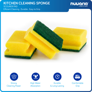 Spugna per Pulizia Cucina con Pad Abrasivo Verde per Lavaggio Piatti - Product Image 1