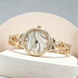 Diamond Elegant Luxury Fashion New Quartz Glass Dial Stainless Steel Bracelet <b>Watch</b> for Women - Product Image 1