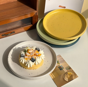 Assiettes <span class=keywords><strong>de</strong></span> service en céramique et porcelaine écologiques, style coréen mignon, jaune et vert, haut <span class=keywords><strong>de</strong></span> gamme, pour steak et <span class=keywords><strong>dessert</strong></span>, pour la maison et les restaurants - Product Image 6