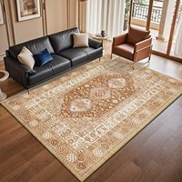 Tapis moderne à motifs floraux lavable en machine, grand tapis d'intérieur, tapis de salon en polyester lavable en machine