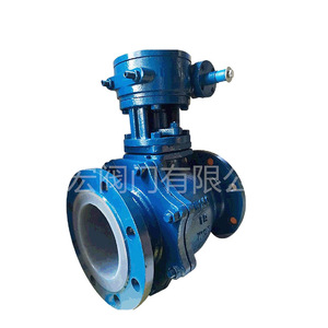 Válvula de bola con revestimiento de flúor, de acero al carbono, con bridas, revestimiento de PTFE, paso completo, resistente a la corrosión por ácidos, álcalis y sales. - Product Image 1
