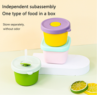 Boîte à nourriture pour bébé en silicone de qualité alimentaire sans BPA avec couvercle hermétique, gobelet de rangement en silicone réutilisable et compatible micro-ondes pour enfants