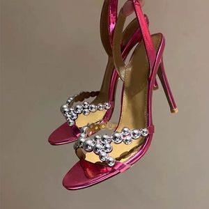 Handmade Custom Design Crystal Rhinestone Sandalias De Slingback High <b>Heel</b> for Sexy Women Shoes - Product Image 1