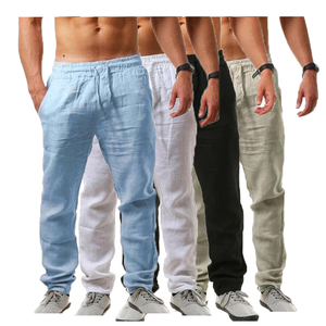 <span class=keywords><strong>Pantalon</strong></span> en coton et <span class=keywords><strong>lin</strong></span> pour hommes, vêtement de jogging décontracté, à séchage rapide, de couleur unie, nouveau, - Product Image 1
