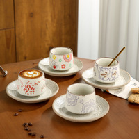 Set Cangkir Kopi Teh Keramik, Cangkir Espresso, Cangkir Susu untuk Pasangan, Dekorasi Meja Teh Ruang Tamu