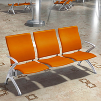 Banc d'attente en acier de qualité supérieure à 3 places avec design ergonomique pour les hôpitaux, les cliniques, les zones de réception modernes des entreprises