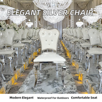 Chaise de salle à manger royale européenne en acier inoxydable, chaise d'appoint en cristal blanc pour mariage, événement, fête