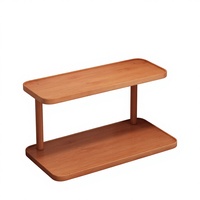 Support de rangement de bureau en bambou pour tasses, services à thé et ornements - Présentoir rectangulaire au design simple pour poste de travail