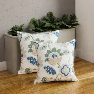Funda de cojín cuadrada de algodón bordada reversible con cierre de cremallera, estilo pastoral, para sofá, sala de estar, mesita de noche, cojín lumbar - Product Image 3