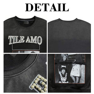 เสื้อสเวตเชิ้ตคอกลมทรงหลวมพิมพ์ลายฟอกสีสไตล์ฝรั่งเศสสำหรับผู้ชายจาก KingSen Wholesale ผ้าฝ้าย 100% ระบายอากาศได้ดี สวมใส่สบายสไตล์สตรีทแวร์ - Product Image 6