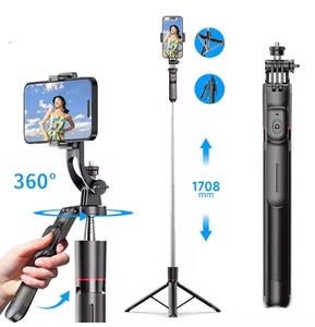 Perche à <span class=keywords><strong>selfie</strong></span> Bluetooth F16 Ultra Longue avec poignée rotative, interface à vis 1/4, <span class=keywords><strong>port</strong></span> griffe froide et télécommande pour support de téléphone/appareil photo - Product Image 1