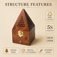 Personalisierte Öko-Freundliche Holzbox mit Gravur, Vintage Pyramiden-Duftbox, Langlebiger Massivholzhalter für Yoga-Studio-Werbung