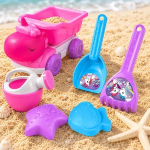 EPT Wholesale Jouets de plage pour enfants, camions benne licorne en plastique à motif de dessin animé, pour jeux d'extérieur estivaux et jeu de sable - Product Image 1
