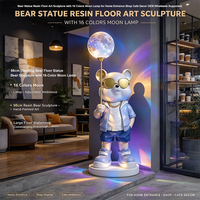 Statue d'ours en résine, sculpture d'art pour le sol avec lampe lunaire 16 couleurs pour la décoration de l'entrée de la maison, du magasin ou du café