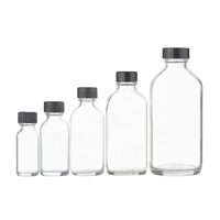 Bouteilles en verre transparentes Boston Round portables de 2oz, 4oz, 8oz, 16oz avec bouchon à vis pour boissons énergisantes, liqueurs, jus, shots de gingembre