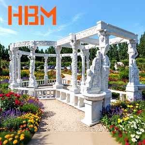 Natural White Marble Customized Villa Luxury Garden Gazebo with <strong>Greek</strong> Women <strong>Column</strong> Statues Hand Craved Outdoor Decoration - Product Image 1