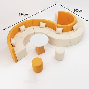أريكة مستديرة دائرة مستدير أريكة استقبال عثماني على شكل حرف U منحنية مقطعية متوسطة الظهر داخلية مكتبية تعاونية - Product Image 4