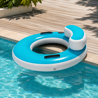 Hamac aquatique gonflable Flamingo pour parc aquatique, en PVC Drop Stitch avec maille, pour lac et océan, détente, 112x112x15 cm, bleu, 400 Lbs. 12