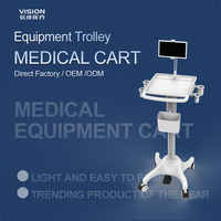 Chariot d'ordinateur portable médical multifonctionnel le plus vendu pour hôpitaux et hôtels, modèle Vision Technology HW-MED
