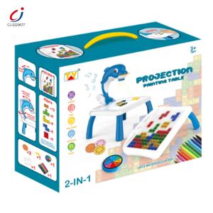 Table de <span class=keywords><strong>Dessin</strong></span> Interactive Multifonctionnelle 2-en-1 Girafe <span class=keywords><strong>Dauphin</strong></span> avec Blocs de Construction et Projection Graffiti pour Enfants - Product Image 6
